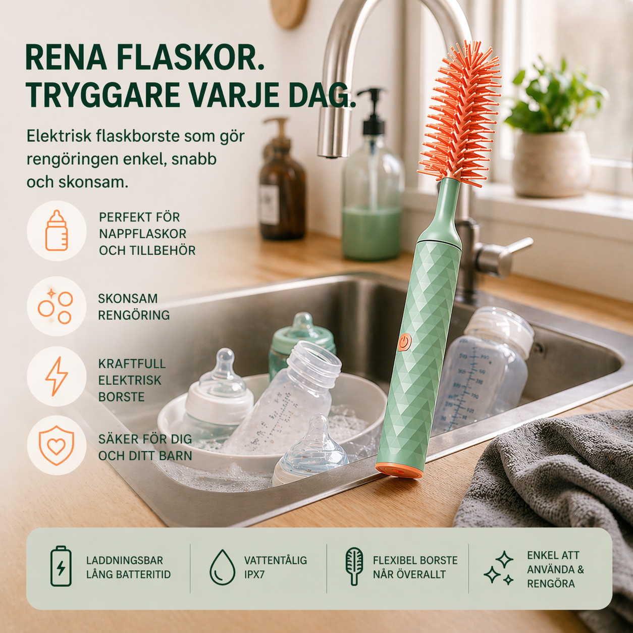 QuickClean- Rena flaskor på sekunder